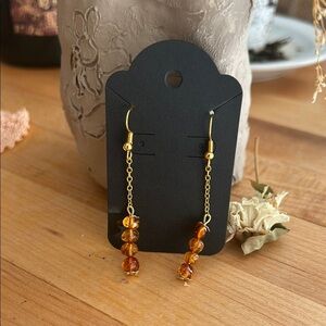 Amber Beaded Gold Earrings
